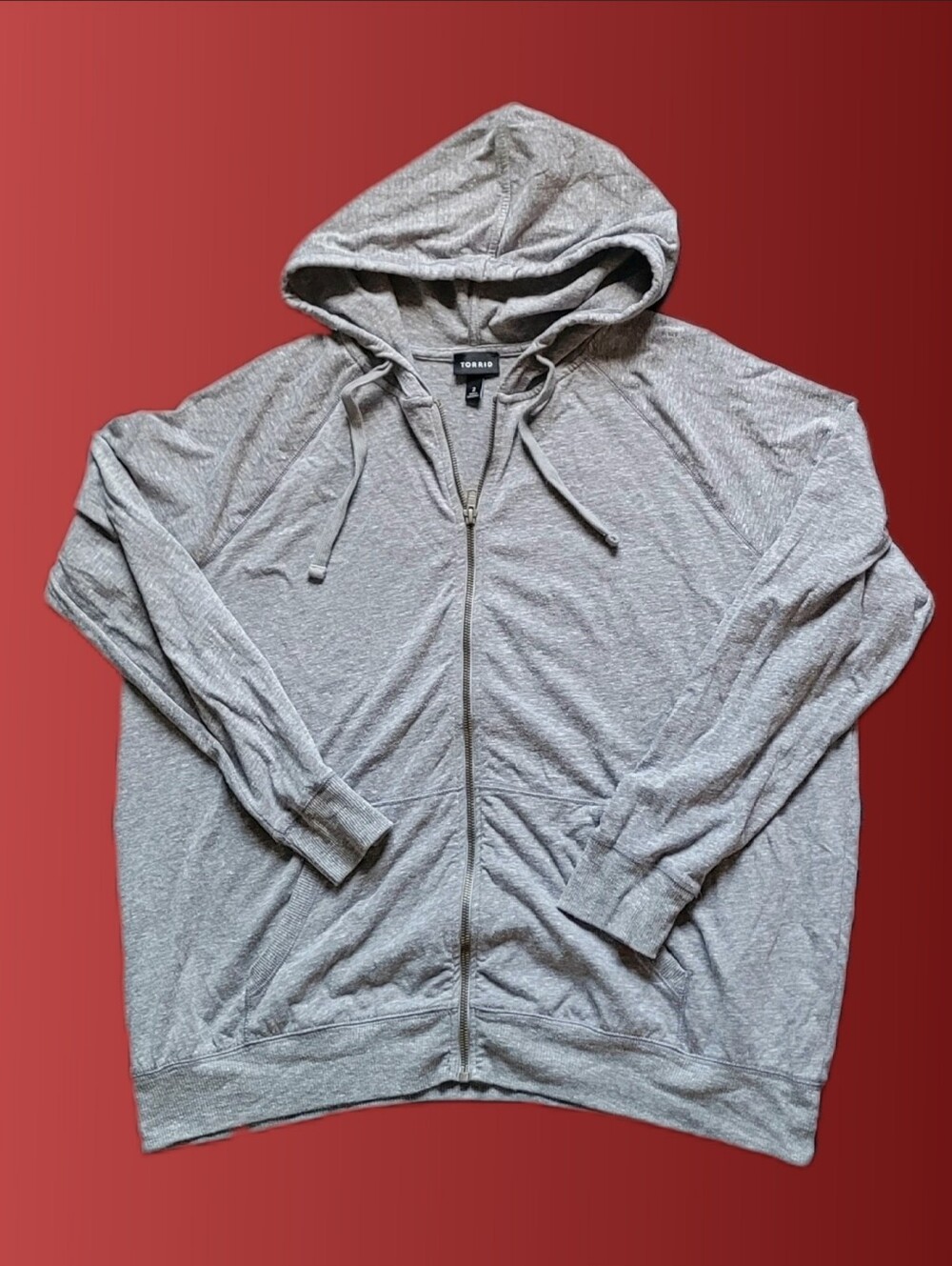 torrid Gray Thin Full Zip-Up Hoodie Sweater, Women's Size 2x, Pockets